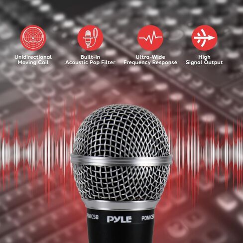 Pyle Professional Dynamic Microphone - 2-Pack Unidirectional Handheld Mic with Built-in Pop Filter, High Signal Output, 15 ft. XLR Audio Cable, Ideal for Stage, Karaoke & Studio Performances in Kuwait