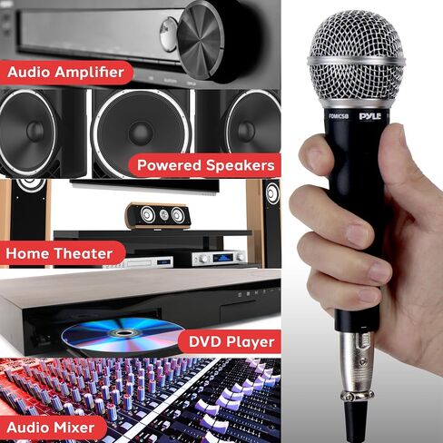 Pyle Professional Dynamic Microphone - 2-Pack Unidirectional Handheld Mic with Built-in Pop Filter, High Signal Output, 15 ft. XLR Audio Cable, Ideal for Stage, Karaoke & Studio Performances in Kuwait