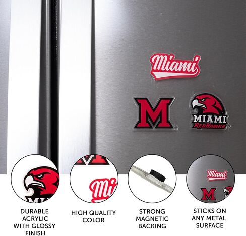 Desert Cactus Miami University Acrylic Magnet 3 Pack MU Redhawks Decorative Design Officially Licensed (Magnet Set A) in Kuwait