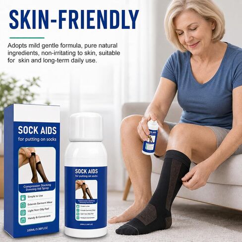 Compression Sock Aid Lubricant Spray, Reduce Friction and Lightweight | Portable Compression Sock Donner Spray, Suitable for Daily Travel Use in Kuwait