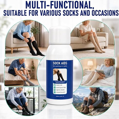 Compression Sock Aid Lubricant Spray, Reduce Friction and Lightweight | Portable Compression Sock Donner Spray, Suitable for Daily Travel Use in Kuwait