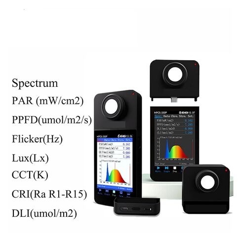 PPFD Par Light Meter HPCS330P جهاز قياس الطيف المحمول مختبر التحليل الطيفي لإضاءة النمو 350-800 نانومتر حساسية عالية، خطأ منخفض in Kuwait