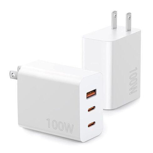 100W USB C Charger Block ، 2Pack 3-Port PD & AC Gan Super Fast USB C Charging Block Clock Adapter Adapter for MacBook Pro/MacBook Air ، iPad Pro/Mini ، iPhone 16E/15Pro ، S25/S24/S23 وأكثر in Kuwait