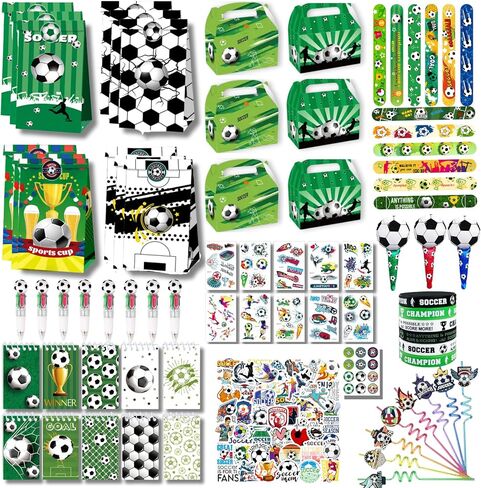 168 PCS Soccer Party Favor Set - Soccer Party Supplies Kit with Soccer Storage Bag, Keychains, Bracelets, Pens, Stickers, Whistles for Soccer Birthday, Championship, Game Day, Team Party Decorations in Kuwait