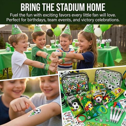 168 PCS Soccer Party Favor Set - Soccer Party Supplies Kit with Soccer Storage Bag, Keychains, Bracelets, Pens, Stickers, Whistles for Soccer Birthday, Championship, Game Day, Team Party Decorations in Kuwait