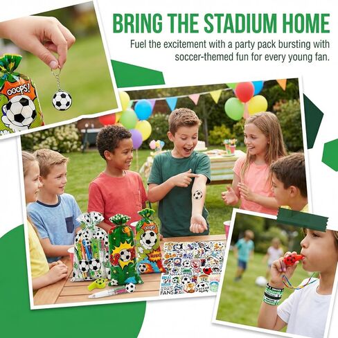 168 PCS Soccer Party Favor Set - Soccer Party Supplies Kit with Soccer Storage Bag, Keychains, Bracelets, Pens, Stickers, Whistles for Soccer Birthday, Championship, Game Day, Team Party Decorations in Kuwait