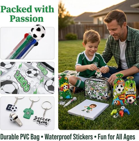 168 PCS Soccer Party Favor Set - Soccer Party Supplies Kit with Soccer Storage Bag, Keychains, Bracelets, Pens, Stickers, Whistles for Soccer Birthday, Championship, Game Day, Team Party Decorations in Kuwait