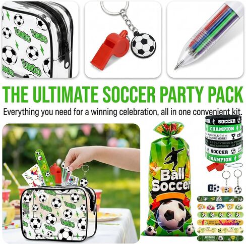 168 PCS Soccer Party Favor Set - Soccer Party Supplies Kit with Soccer Storage Bag, Keychains, Bracelets, Pens, Stickers, Whistles for Soccer Birthday, Championship, Game Day, Team Party Decorations in Kuwait