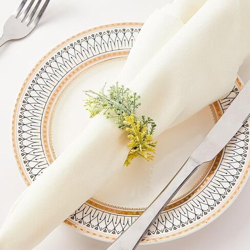 Spring Flower Napkin Rings Set of 8 - Easter Farmhouse Napkin Rings Holders for Cloth Napkins, Green Floral Napkin Ring Holders for Wedding, Holiday, Dinner Party & Boho Table Decor Napkin Accessories in Kuwait