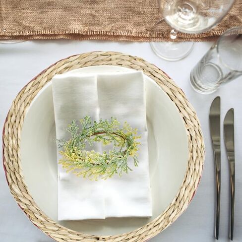 Spring Flower Napkin Rings Set of 8 - Easter Farmhouse Napkin Rings Holders for Cloth Napkins, Green Floral Napkin Ring Holders for Wedding, Holiday, Dinner Party & Boho Table Decor Napkin Accessories in Kuwait