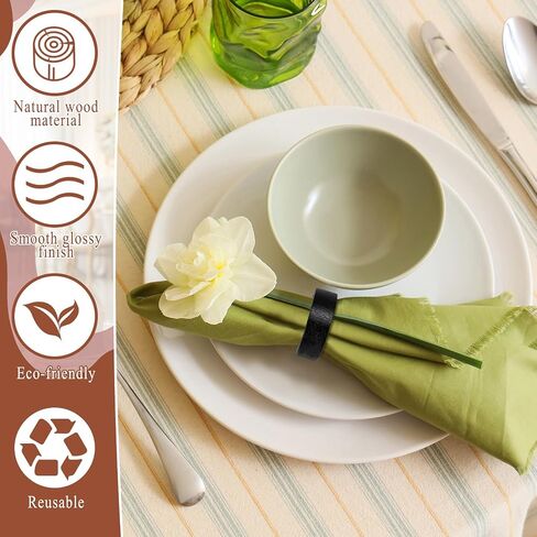LemonRoad 12 Pcs Wood Napkin Rings Handmade Semicircle Thanksgiving Christmas Napkin Holder Buckles Farmhouse Rustic Boho Style Serviette Rings for Table Decor Harvest Wedding Banquet Party in Kuwait