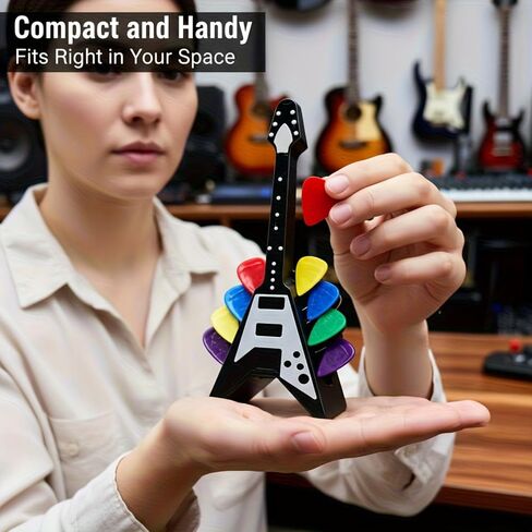 حامل اختيار الجيتار ذو 10 فتحات - منظم اختيار الجيتار البلاستيكي المتين مع 10 فتحات، سطح مقاوم للخدش وتصميم مريح للجيتار الكهربائي والصوتي والكلاسيكي - هدية مثالية (لا تتضمن أي اختيارات) in Kuwait