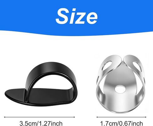 6Pcs Banjo Finger Picks, Adjustable Steel Picks and Thumb Pick Silver/Black | 6Pcs stainless steel finger picks,adjustable open design.Fits most adults.Protects fingers,Enhances sound.For guitar,banjo in Kuwait