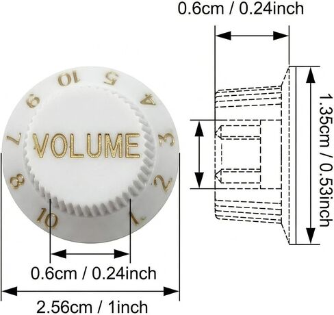 3 Pcs Electric Guitar Control Knobs Replacement Set (1 Volume & 2 Tone), White Top Hat Bell Knobs with Gold Numbers, Compatible with Squier Strat ST Electric Guitars in Kuwait