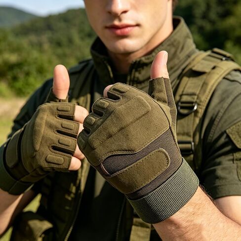 Tactical Half Finger Gloves Lightweight Men Non Slip Heavy Duty Breathable Mittens for Bicycle Riding Excursion in Kuwait