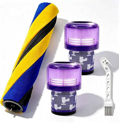 V15 Soft Roller Brush and Filter Compatible with Dyson V15 Detect/V15 Detect Plus Handheld Vacuum Cleaner,with 2 Pack V15 HEPA Filters,Replacement Parts #970013-02 & 971634-01 in Kuwait