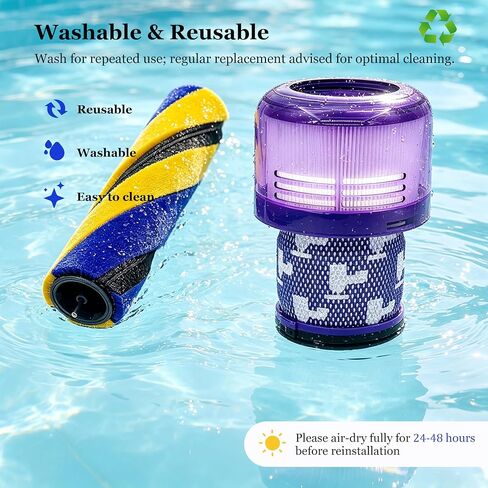 V15 Soft Roller Brush and Filter Compatible with Dyson V15 Detect/V15 Detect Plus Handheld Vacuum Cleaner,with 2 Pack V15 HEPA Filters,Replacement Parts #970013-02 & 971634-01 in Kuwait