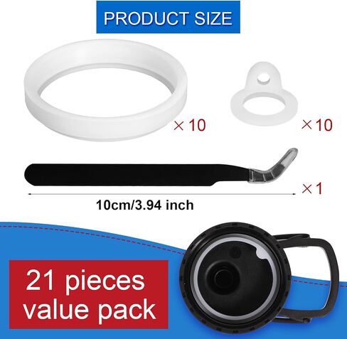 21pcs Water Bottle Lid Replacement for Thermoflask 24/32/40/64oz, Water Bottle Gasket Replacement Accessories & Tweezers Silicone O Ring Seal Ring Part Compatible with Thermoflask Spout Lid in Kuwait