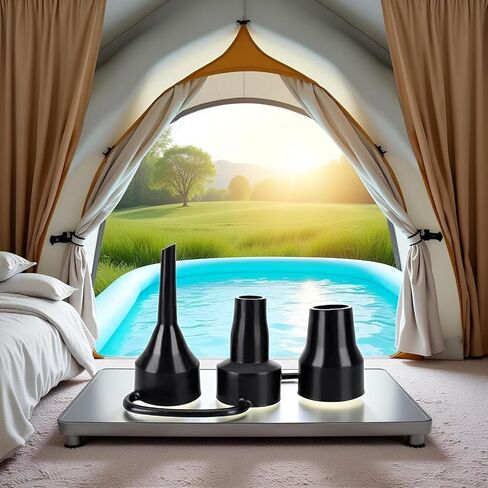 Black Air Pump Replacement Nozzles, Plastic Pump Nozzles, 3 Sizes Inflatable Pump Nozzles Head, Air Pump Inflator Adaptor Accessory for Partial Air Bed, Air Mattress Accessories in Kuwait