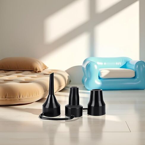 Black Air Pump Replacement Nozzles, Plastic Pump Nozzles, 3 Sizes Inflatable Pump Nozzles Head, Air Pump Inflator Adaptor Accessory for Partial Air Bed, Air Mattress Accessories in Kuwait