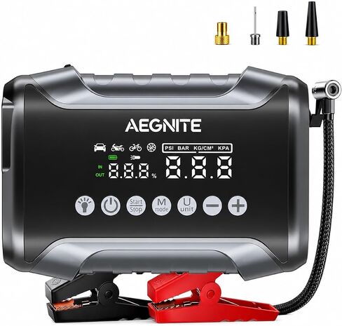 جهاز Jump Starter مع ضاغط هواء 3000A 150PSI، معزز بطارية السيارة المحمول متعدد الوظائف لبدء تشغيل بطارية السيارة، نفخ الإطارات 4 في 1، شحن الجهاز وإضاءة LED in Kuwait