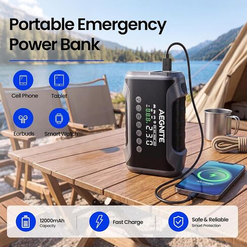 جهاز Jump Starter مع ضاغط هواء 3000A 150PSI، معزز بطارية السيارة المحمول متعدد الوظائف لبدء تشغيل بطارية السيارة، نفخ الإطارات 4 في 1، شحن الجهاز وإضاءة LED in Kuwait