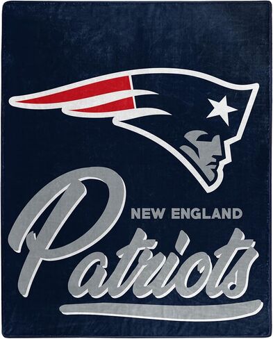 Northwest NFL New England Patriots Unisex-Adult Raschel Throw Blanket, 50" x 60", Signature in Kuwait