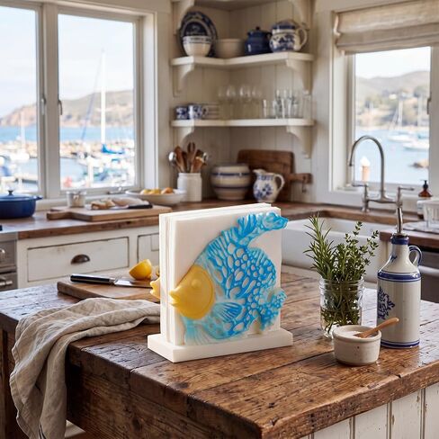 Fish Design Napkin Holder Coastal Napkin Holder Ocean Serviette Dispenser Marine Cocktail Tissue Storage Organizer Mail Letter Sorter Rack Document File Organizer in Kuwait