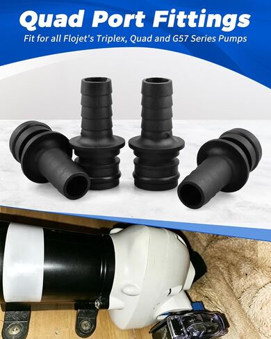 20381-002 Quad Port Fittings Fit for Flojet's Triplex Quad G57 Series Pumps, 1/2" Hose Barb Straight in Kuwait