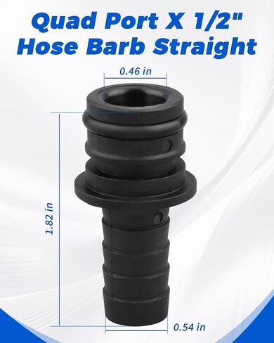 20381-002 Quad Port Fittings Fit for Flojet's Triplex Quad G57 Series Pumps, 1/2" Hose Barb Straight in Kuwait