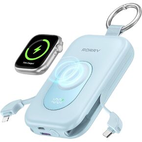 Rorry Portable Charger ، 20000mah Pd 30W Portable Charger Bank مع 2 كابلات مدمجة ، حزمة بطارية شحن سريعة للغاية مع سلسلة مفاتيح ، أساسية للسفر في iPhone ، Apple Watch ، iPad ، Pink in Kuwait
