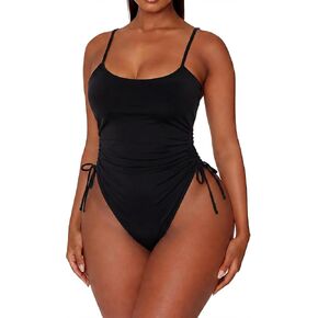 Cheeky One Piece Swimsuits for Women Tummy Control Drawstring Side Bathing Suit Ruched High Leg One Piece Swimsuit in Kuwait