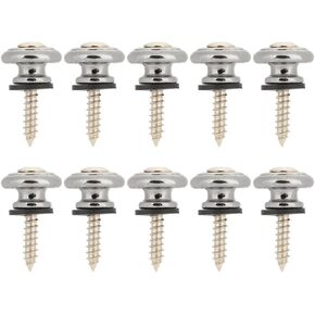 10Pcs Mushroom Head Guitar Strap Lock Buttons – Metal End Pins with Screws for Electric Guitar, Bass & Ukulele, Secure & Durable(Silver) in Kuwait