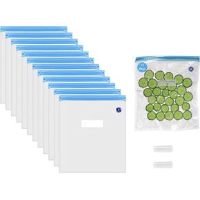 مجموعة Basicwise مقاس 9 × 8 بوصة مكونة من 12 كيسًا لتخزين الطعام محكم الغلق وقابل لإعادة الاستخدام، حل متين ومريح للفواكه والخضروات الطازجة والوجبات المطبوخة وبقايا الطعام المتوافقة مع معظم أجهزة ختم الفراغ in Kuwait