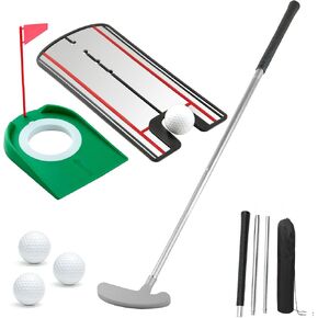 Golf Putting Practice Set,Detachable 2 Way Putter for Right & Left Hand, Alignment Mirror, Putting Cup & Balls, Portable Indoor Golf Training Aids, Golf Gifts for Men & Women in Kuwait