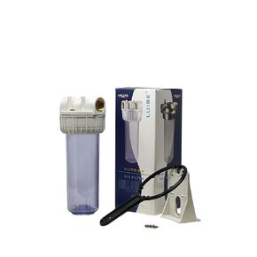 مبيت مرشح Luise Big 10 L503.1050، مبيت مرشح مياه خرطوشة مكون من 3 قطع، منافذ نحاسية مدخل 1 بوصة مصنوعة من مادة بلاستيكية غير سامة مع مفتاح ربط ودعامة (10 بوصة × 2.5 بوصة). in Kuwait
