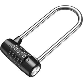 KeeKit 5 Digit Combination Padlock, 4.65 Inch Long Shackle Resettable Padlock, Lengthened Gym Lock Waterproof for School, Employee, Gym & Sports Locker, Gate, Case, Toolbox, Fence - Black in Saudi Arabia