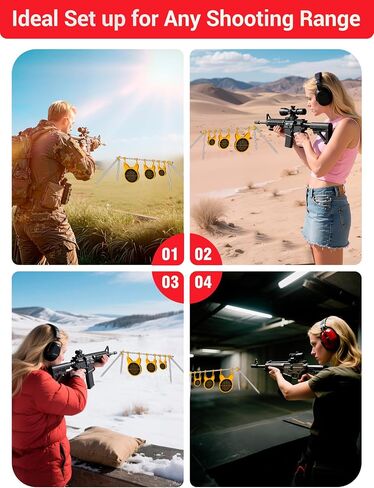 3/8'' AR500 Steel Target Combo Set, 3PC 4’’/6’’/8’’ Gong Shooting Targets Hanging Kit, Includes Hooks, Lock Pins, Leg Brackets, Paper Targets, Fits 1" OD EMT Conduit in Saudi Arabia
