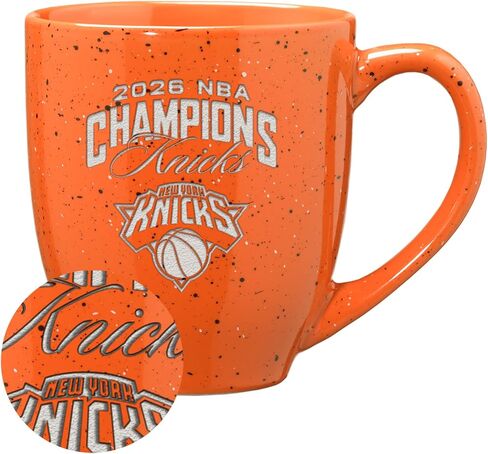 Rico Industries NBA Basketball New York Knicks 2026 NBA Champions 16 oz Orange Laser Engraved Speckled Ceramic Coffee Mug in Kuwait