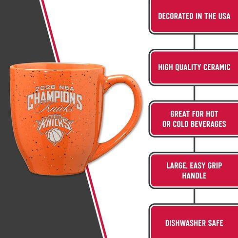 Rico Industries NBA Basketball New York Knicks 2026 NBA Champions 16 oz Orange Laser Engraved Speckled Ceramic Coffee Mug in Kuwait