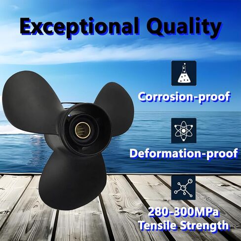 مروحة قارب خارجية من الألومنيوم 11.1 × 14 لمحركات Tohatsu 35-50HP، 13 سنًا، 3T5B64529-0، متوافقة مع Tohatsu 35HP 40HP 50HP، RH in Kuwait