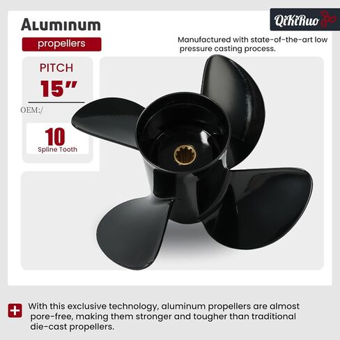 10.1x15 Propeller for Honda Outboard Motor BF25/BF30HP Aluminum Propeller,4-Blades Props 10 Tooth,RH in Kuwait