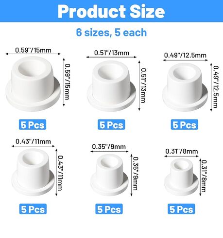 30 Pcs Salt and Pepper Plugs for Bottom, 6 Sizes Silicone Salt and Pepper Shaker Stoppers Plugs Replacement for Secure Seal on Round Holes for Bottles(0.31", 0.37", 0.43", 0.49", 0.51", 0.59") in Kuwait