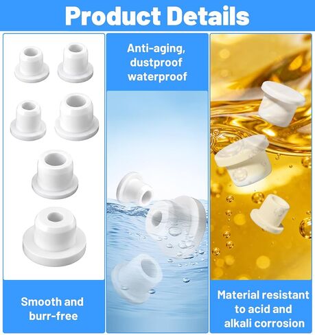 30 Pcs Salt and Pepper Plugs for Bottom, 6 Sizes Silicone Salt and Pepper Shaker Stoppers Plugs Replacement for Secure Seal on Round Holes for Bottles(0.31", 0.37", 0.43", 0.49", 0.51", 0.59") in Kuwait