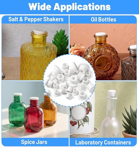 30 Pcs Salt and Pepper Plugs for Bottom, 6 Sizes Silicone Salt and Pepper Shaker Stoppers Plugs Replacement for Secure Seal on Round Holes for Bottles(0.31", 0.37", 0.43", 0.49", 0.51", 0.59") in Kuwait