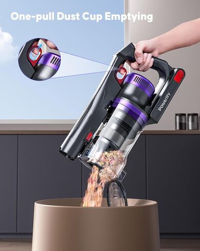 Cordless Vacuum Cleaner, 55KPa 650W Powerful Stick Vacuum for Home, 60Mins Runtime, 1.8L XL Dust Cup One-Touch Empty, Green LED Anti-Tangle Brush & Fragrance, for Pet Hair Carpet Hard Floor in Kuwait