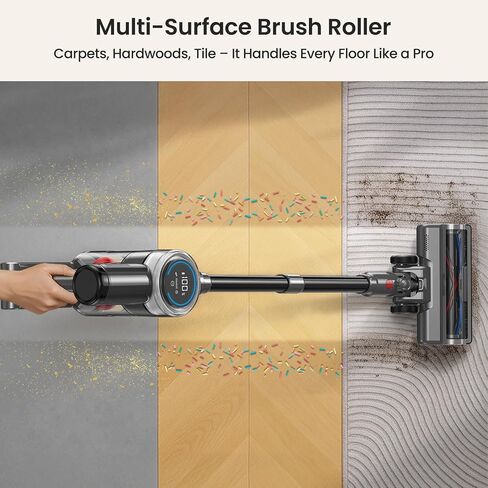 Xlife Cordless Vacuum Cleaner 45KPa 550W for Pet Hair & Multi-Surface Greenlight Reveal Dust 7-Stage HEPA Filter Long Runtime Anti-Tangle Roller Adjustable Stick Lightweight in Kuwait