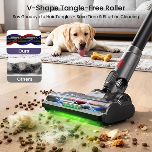 Xlife Cordless Vacuum Cleaner 45KPa 550W for Pet Hair & Multi-Surface Greenlight Reveal Dust 7-Stage HEPA Filter Long Runtime Anti-Tangle Roller Adjustable Stick Lightweight in Kuwait