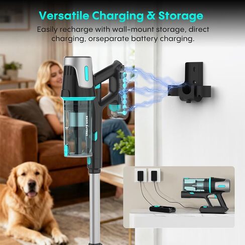 Bagotte Cordless Vacuum Cleaner,65KPa 65Mins Stick Vacuum with Self-Standing,Anti-Tangle Touch Screen LED Display, Detachable Battery Pack, Rechargeable Vacuum Cleaners for Home/Carpet/Pet Hair in Kuwait