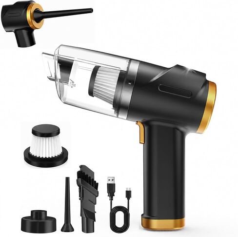 3-in-1 Cordless Handheld Vacuum Cleaner, 10KPa Car Vacuum and Air Duster,Type-C Rechargeable with Washable HEPA Filter and LED Light for Car Interior,Home,Office and Pet Hair in Kuwait